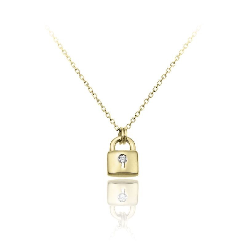 Chimento Love In 18ct Yellow Gold Padlock Necklace 0.01ct