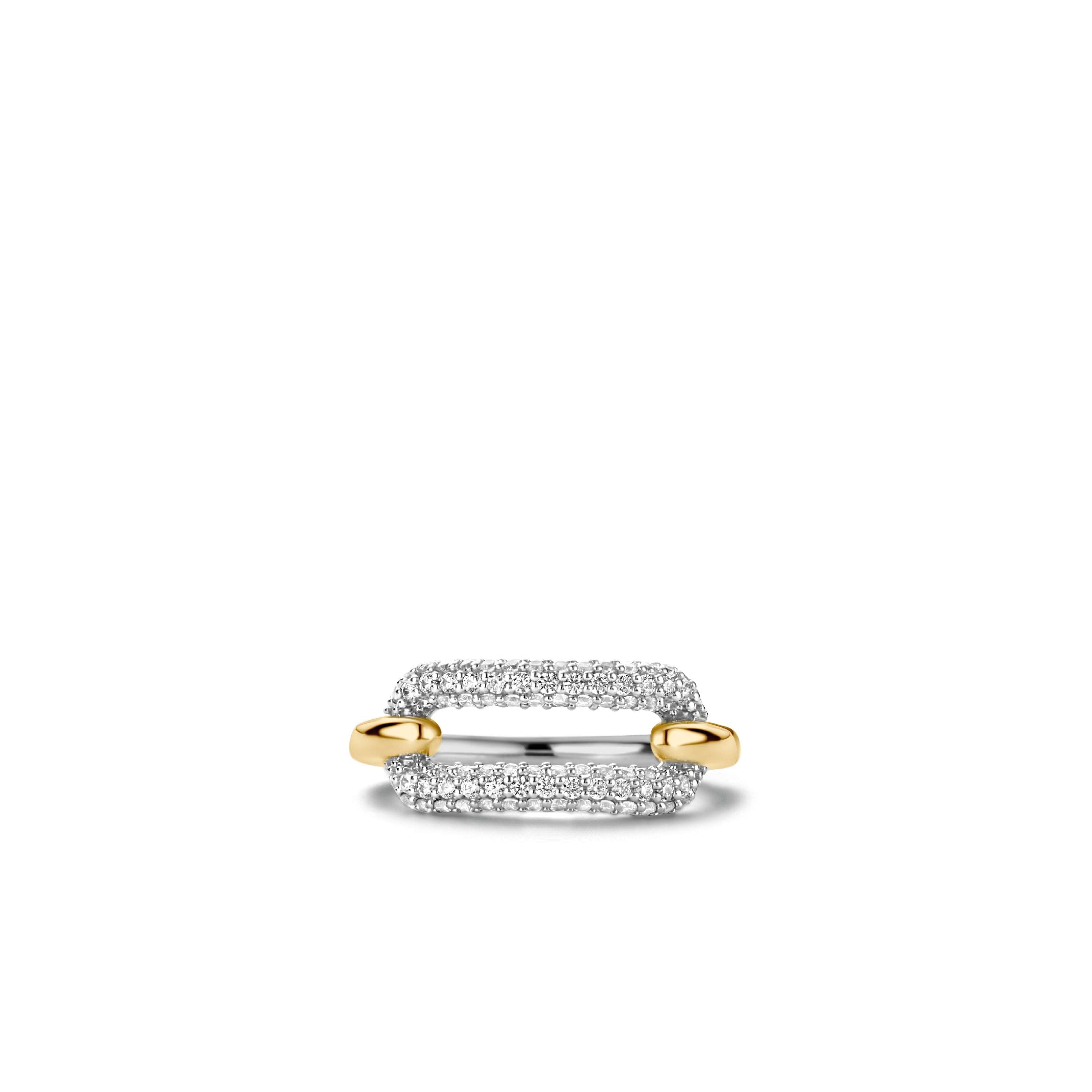 Ti Sento Sterling Silver & Yellow Gold Plated Cubic Zirconia Ring (Size 58)