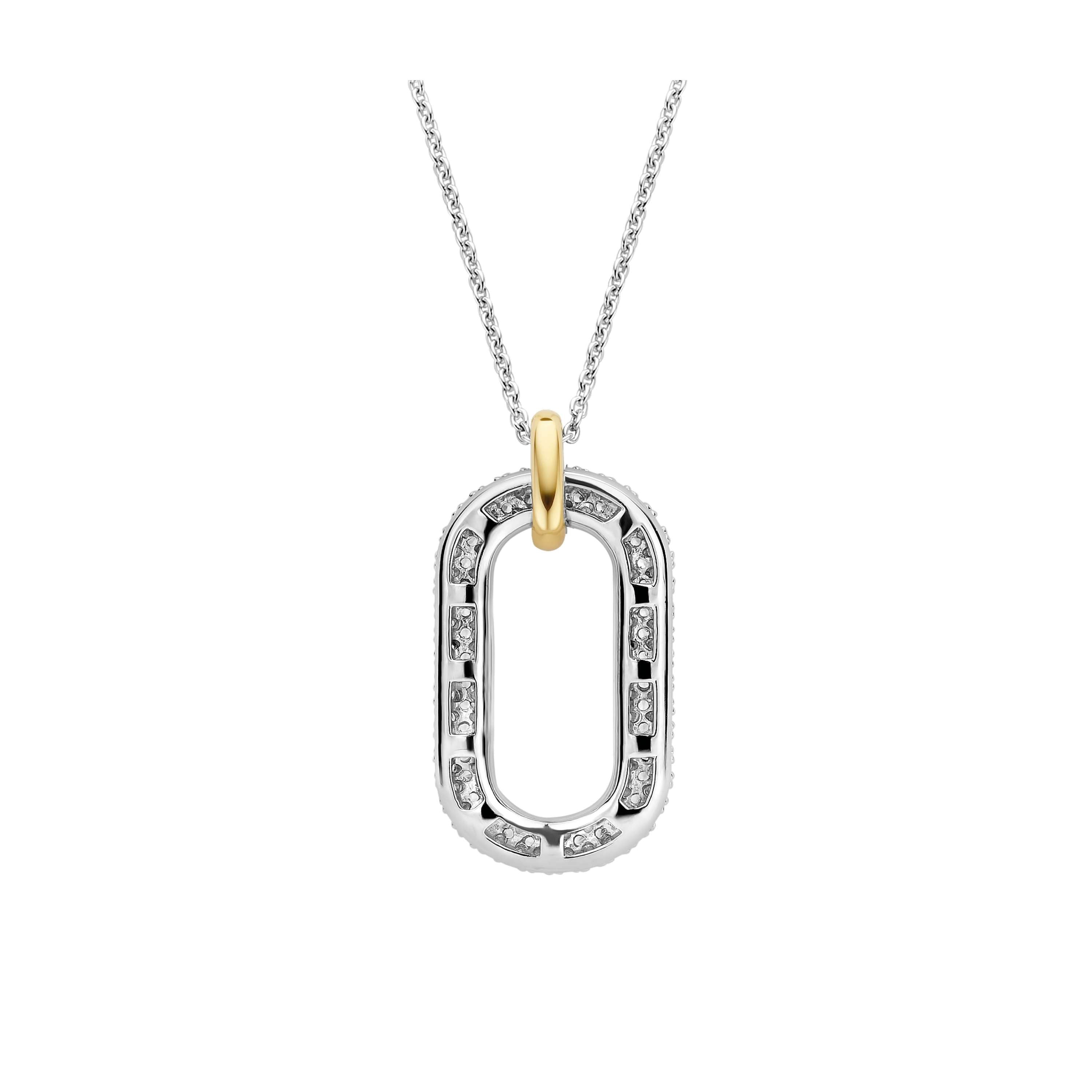 Ti Sento Sterling Silver & Yellow Gold Plated CV Oval Link Pendant