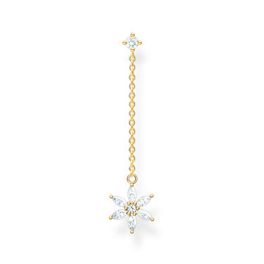 Thomas Sabo Yellow Gold Plated Single Cubic Zirconia Flower Drop Erg Earrings
