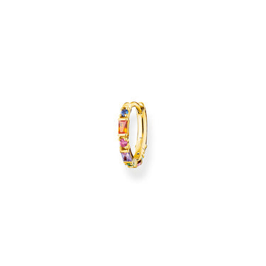 Thomas Sabo Yellow Gold Plated Single Rainbow Cubic Zirconia Hoop Erg Earrings