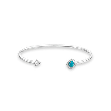 Thomas Sabo Sterling Silver Open Bangle with Cubic Zirconia and Turquoise Bracelet