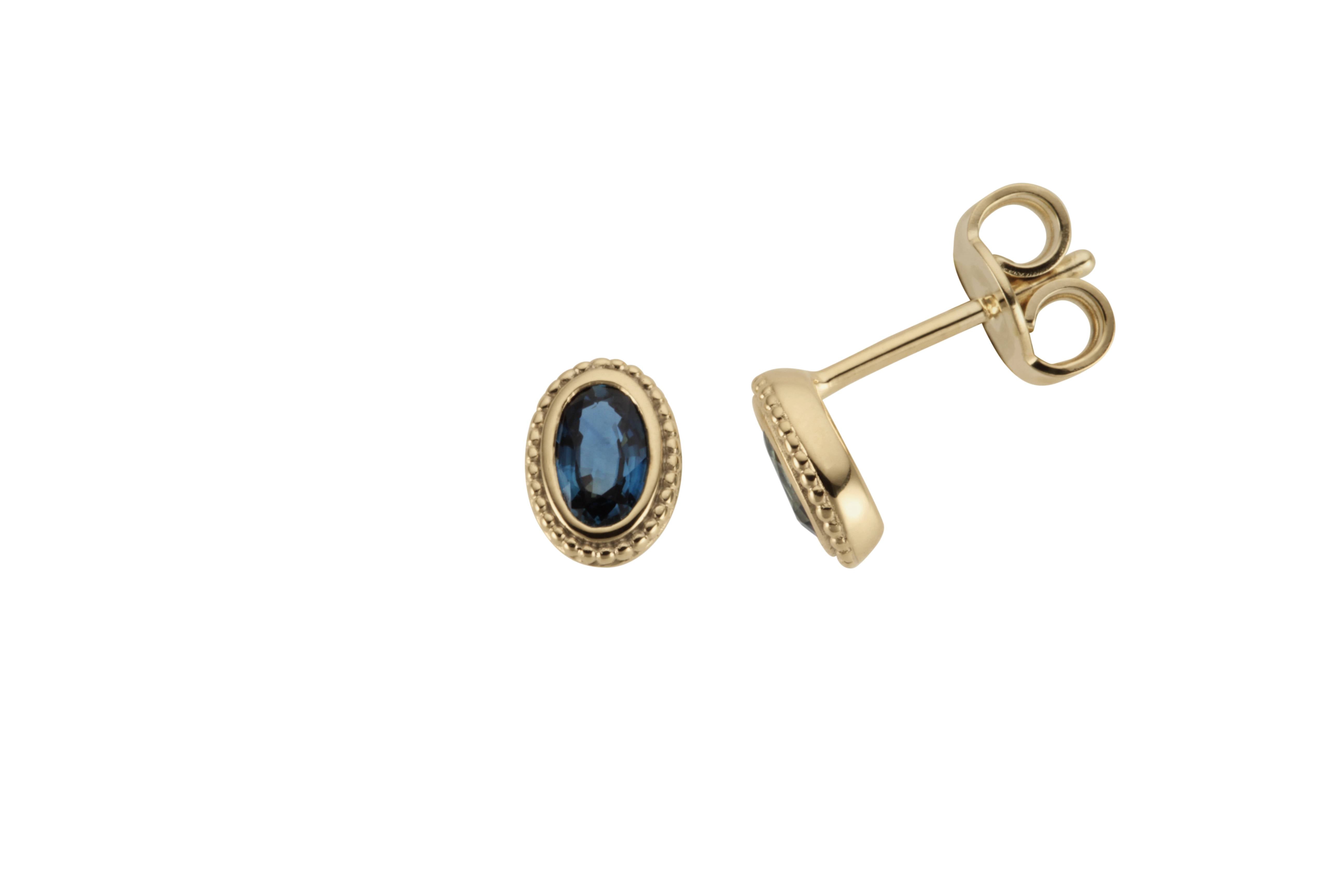 9ct Yellow Gold Sapphire Stud Earrings