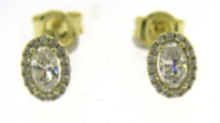 9ct Yellow Gold Oval Halo CZ Earrings