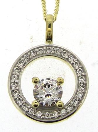 9YW CZ Open Circle Pendant