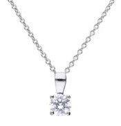 Diamondfire Sterling Silver CZ Solitaire Pendant