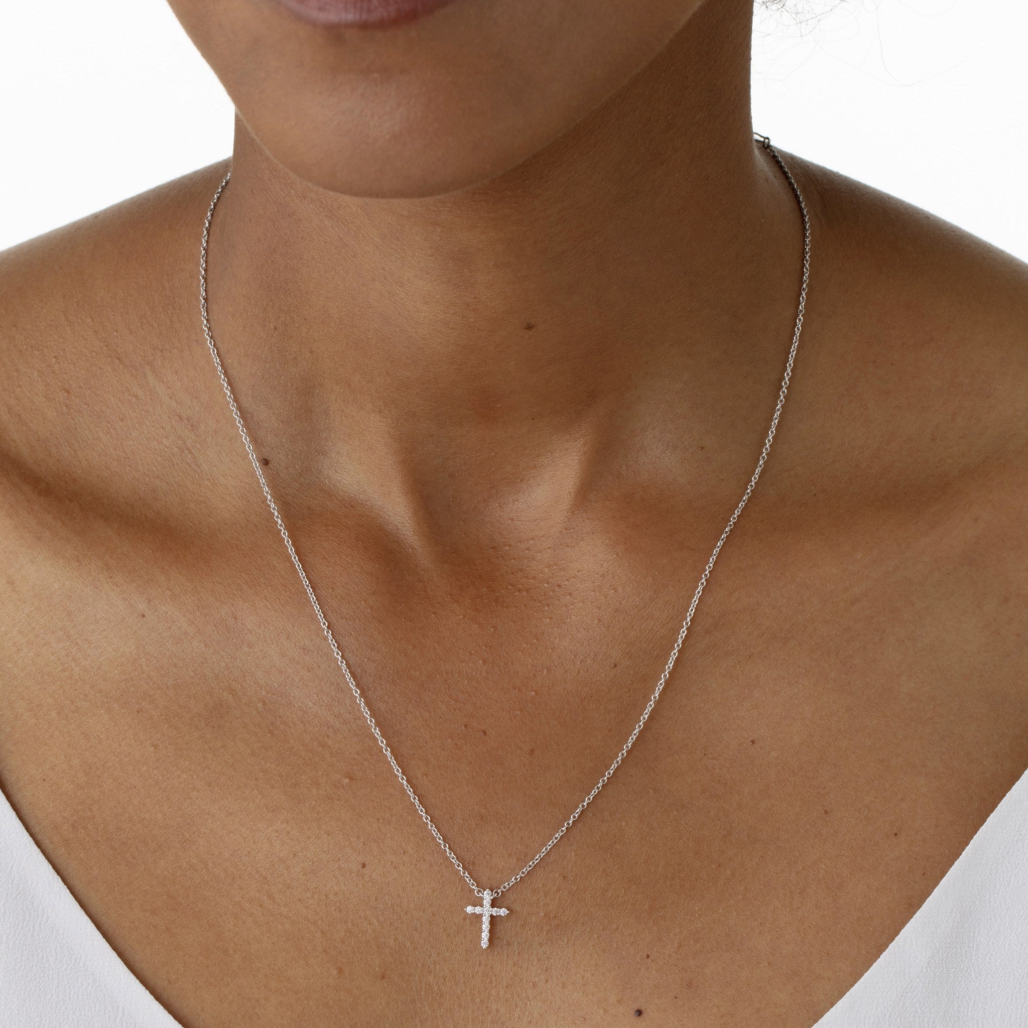 Hearts On Fire 18ct White Gold 0.10ct Signature Cross Pendant - Small