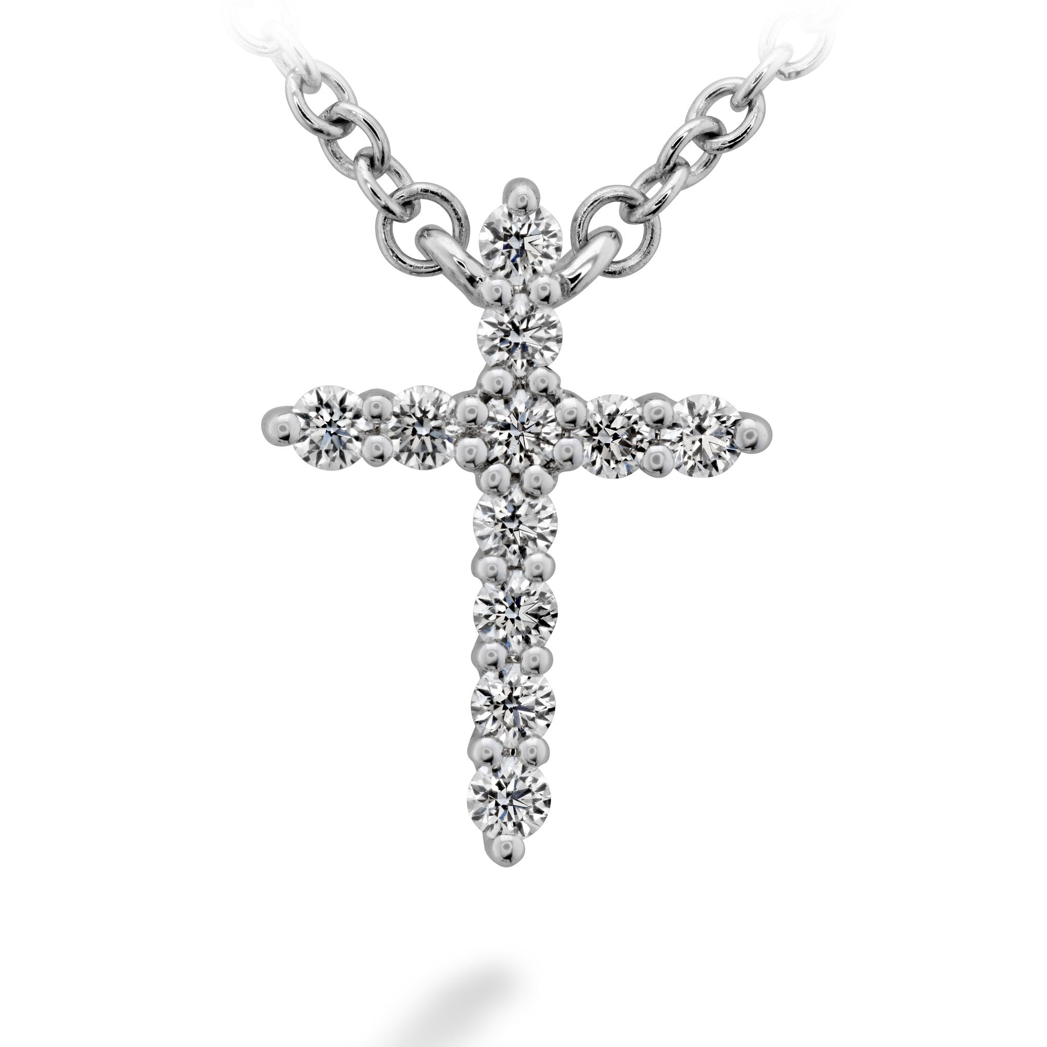 Hearts On Fire 18ct White Gold 0.10ct Signature Cross Pendant - Small