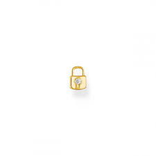 Thomas Sabo Yellow Gold Plated Single Cubic Zirconia Padlock Stud Erg Earrings