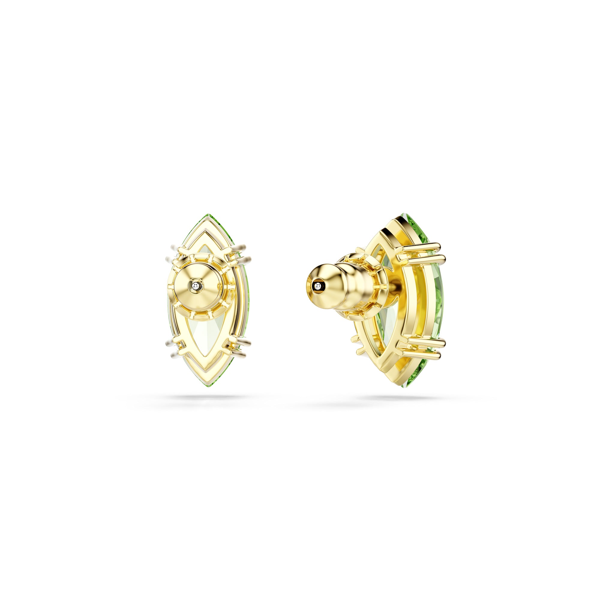 Swarovski Gold Plate Gema Stud Earrings with Green Crystal