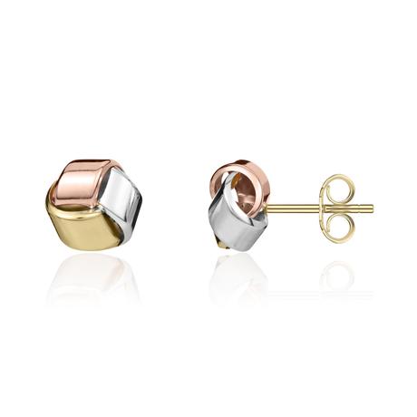 Elegant 9ct Triple-Colour Gold Knot Earrings