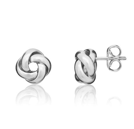 Elegant 9ct White Gold Knot Earrings
