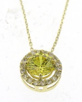 9Y Citrine & CZ Halo Pndt