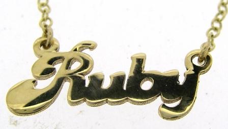 9ct Yellow Gold Ruby Name Pendant