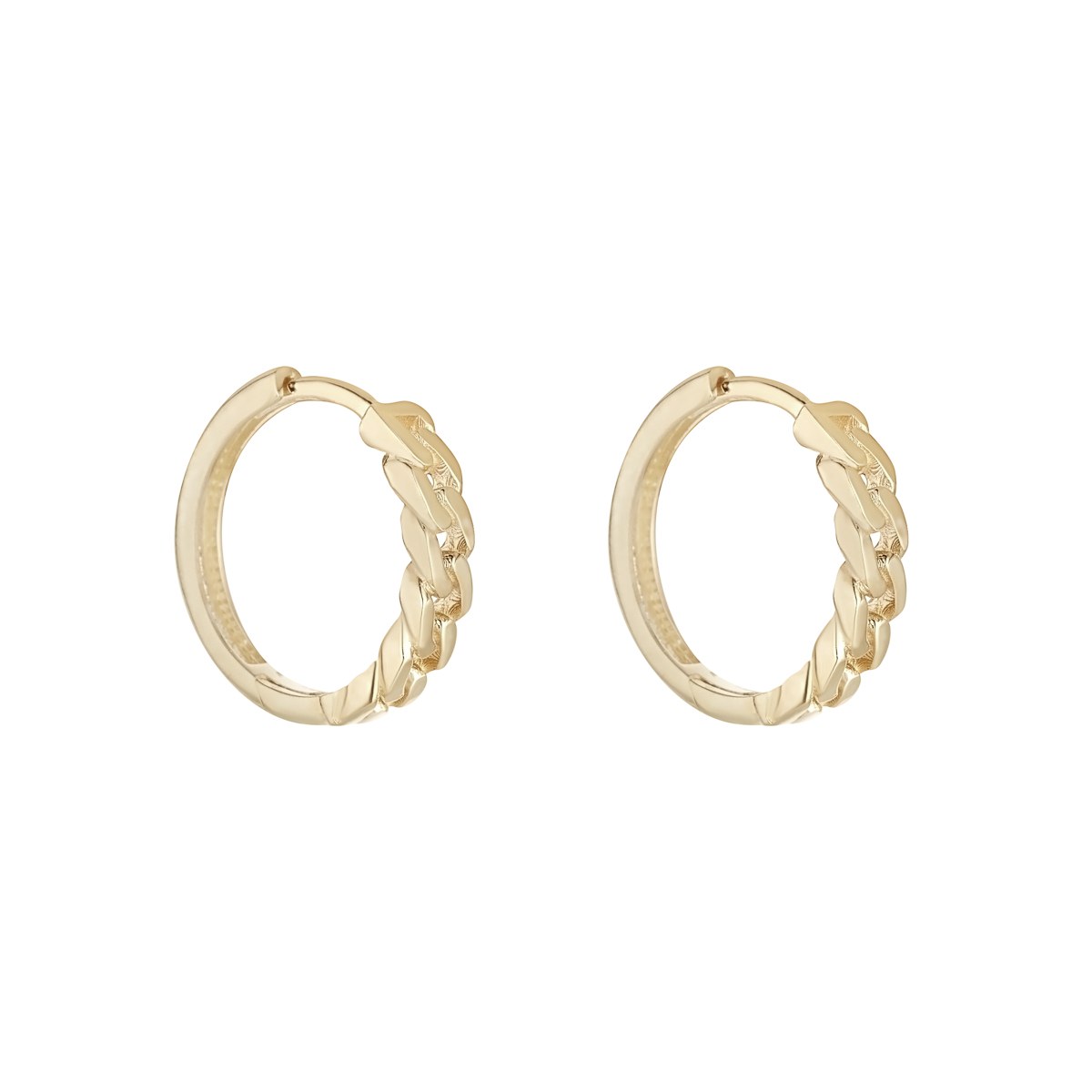 9ct Yellow Gold Curb Link Huggie Earrings
