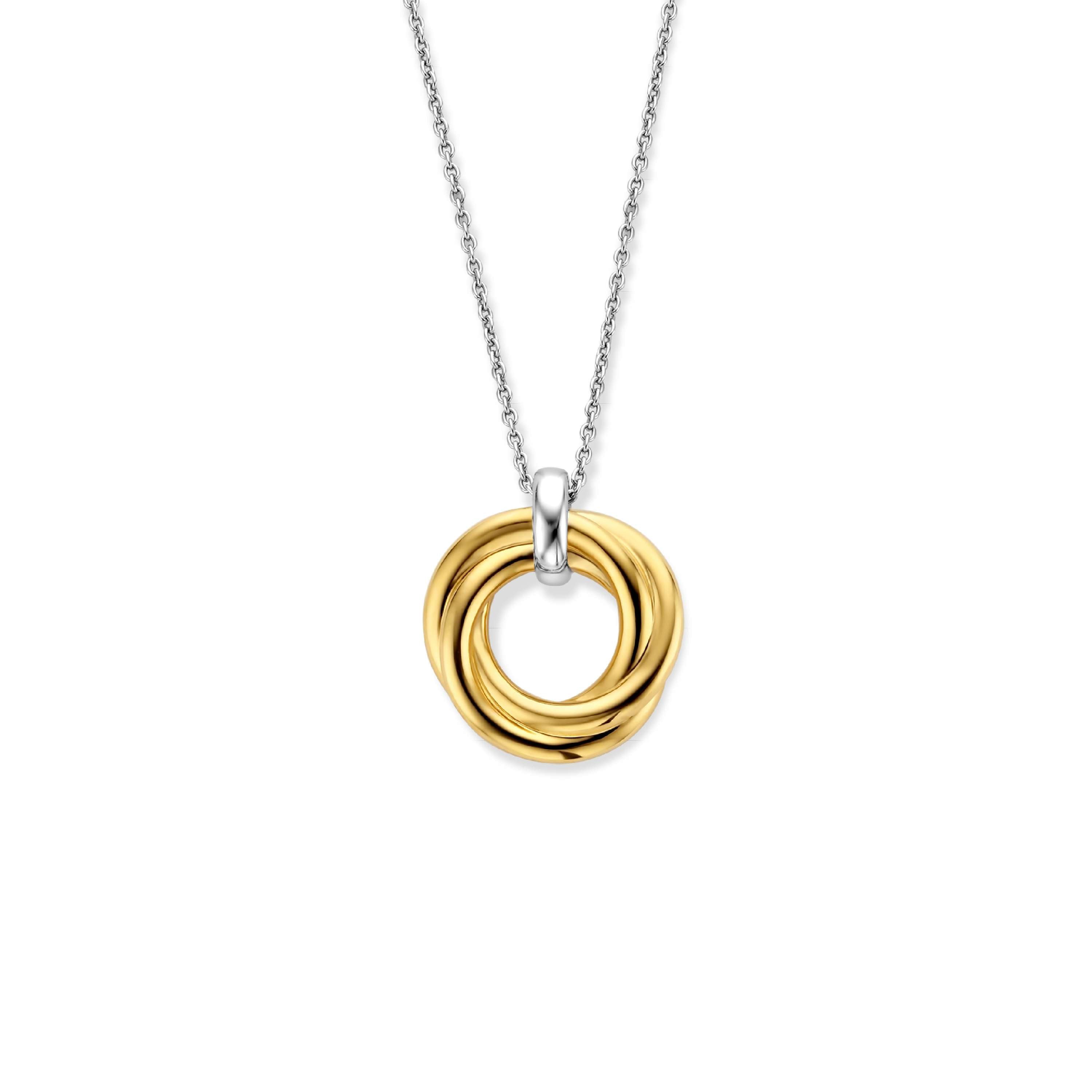 Ti Sento Sterling Silver & Gold Plated Interlocking Circles & Pave Cubic Zirconia Pendant