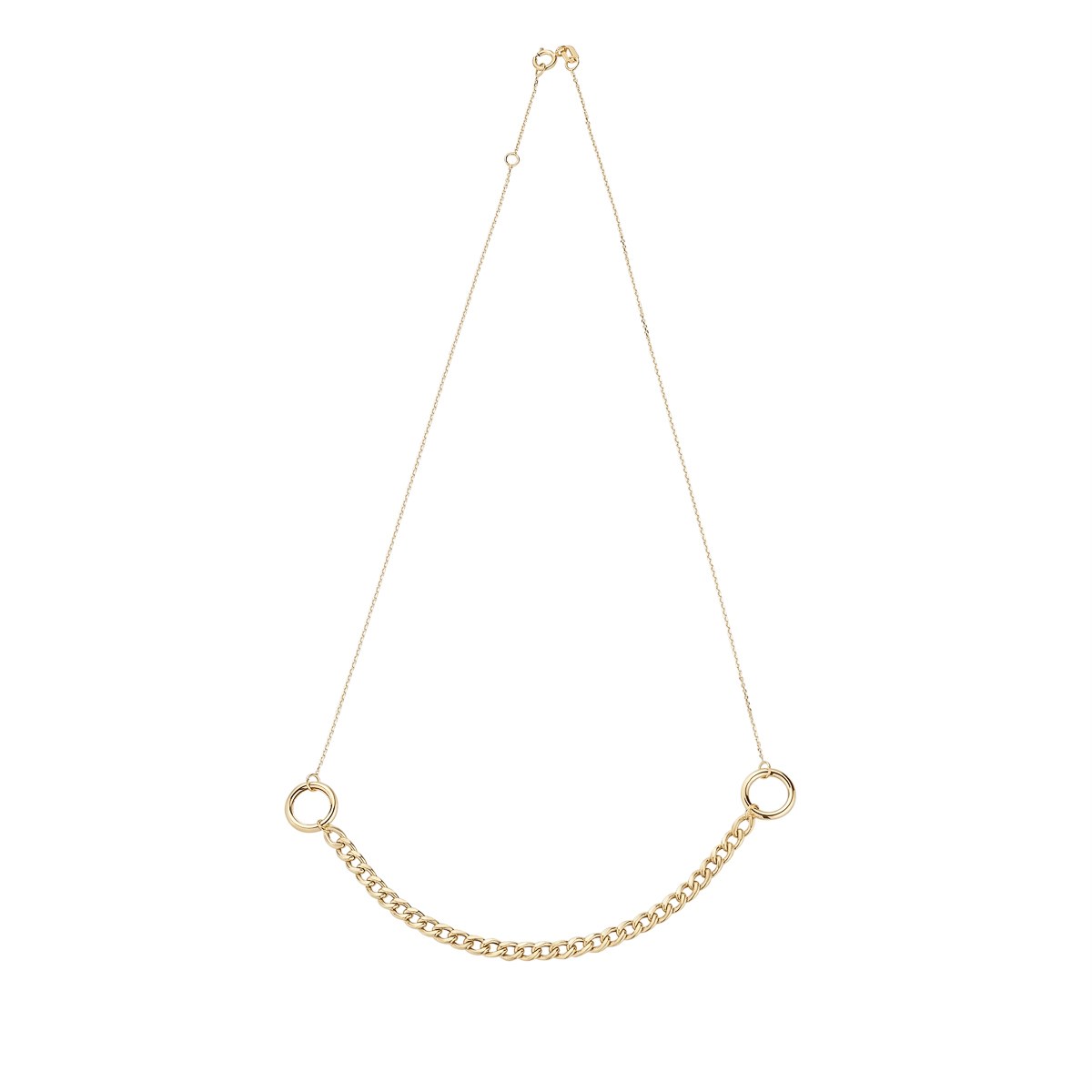 9ct Yellow Gold Circle & Curb Chain Necklet