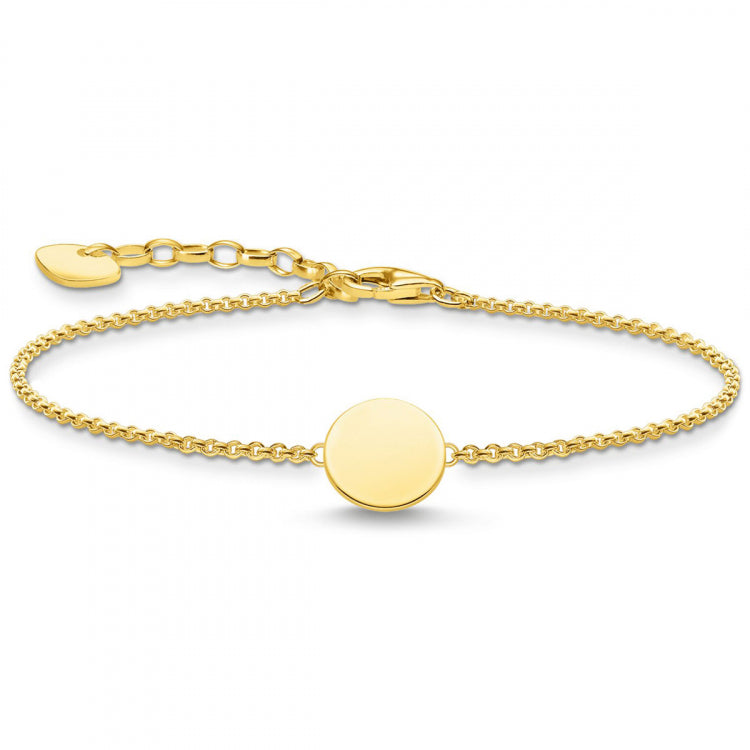Thomas Sabo Yellow Gold Plated Sterling Silver Engravable Coin Bracelet