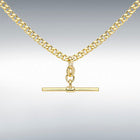 9ct Yellow Gold Diamond Cut Albert T-Bar Curb Chain Necklace