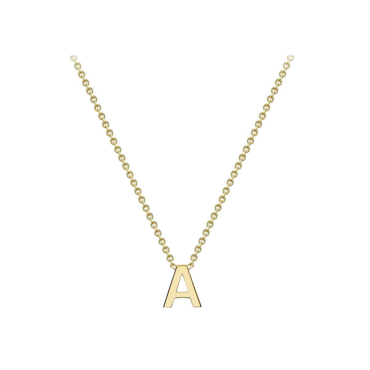 9ct Yellow Gold Mini Initial A Pendant 15'-17'