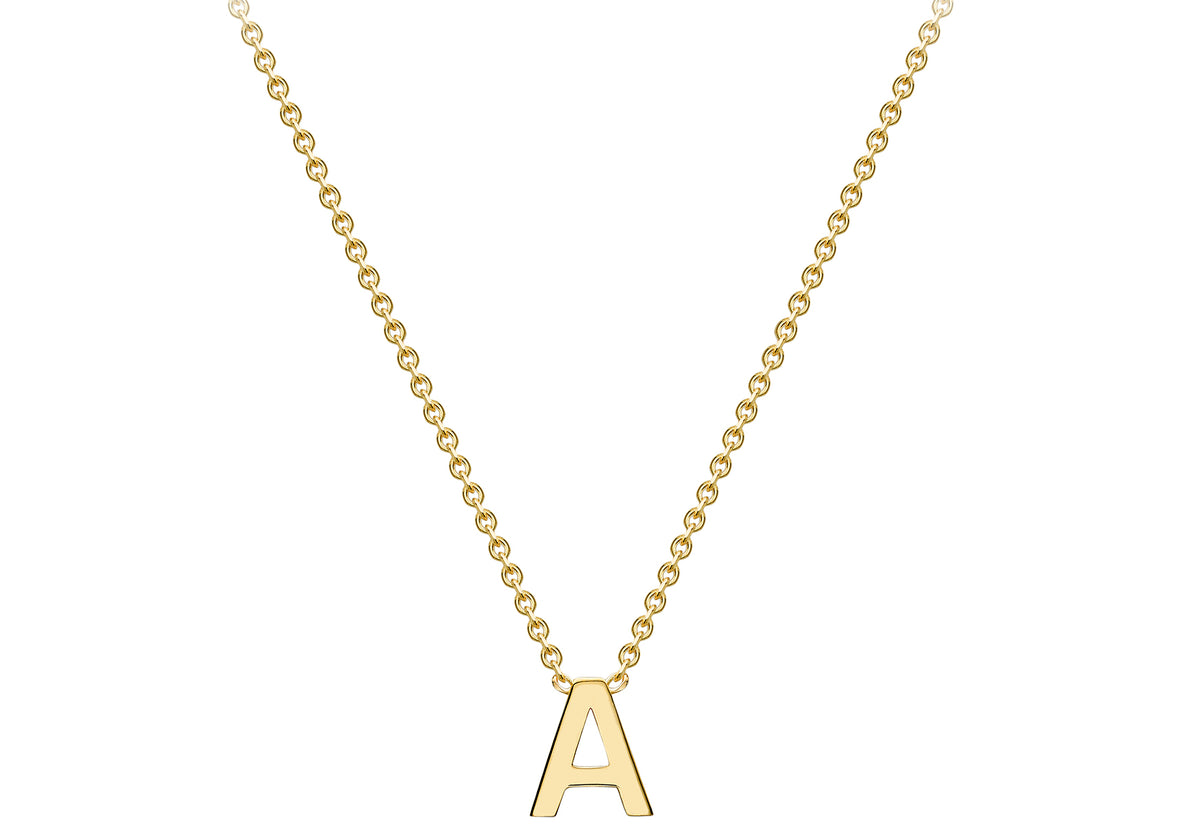 9ct Yellow Gold Mini Initial A Pendant 15'-17'