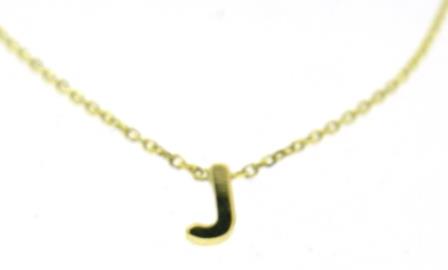 9ct Yellow Gold Mini Initial J Pendant 15'-17' Necklace