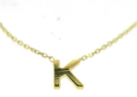 9ct Yellow Gold Mini Initial K Pendant 15'-17' Necklace
