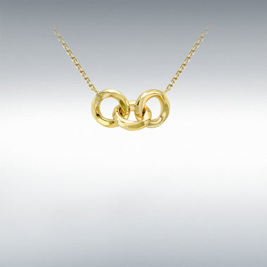 9ct Yellow Gold Diamond Cut Interlocking Circles Necklace