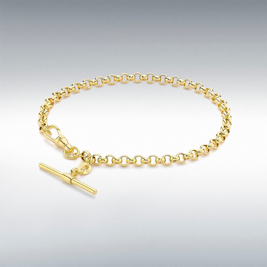 9ct Yellow Gold Hollow Figaro ID Bracelet, 7 Inch