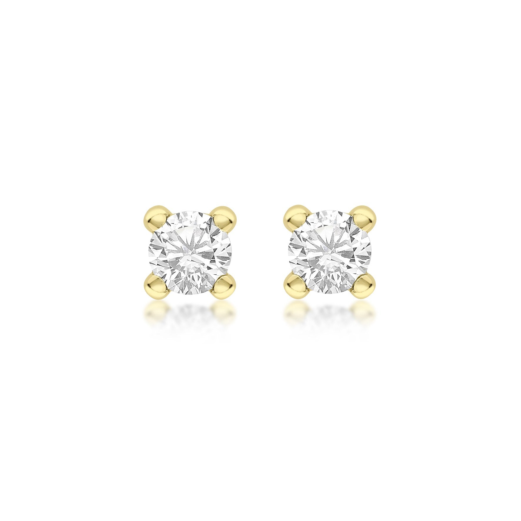 9ct Yellow Gold 4mm Cubic Zirconia Stud Earrings