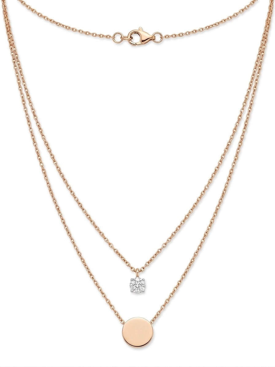 9ct Yellow Gold 2 Row Plain Circle And Claw Set Cubic Zirconia Pendant