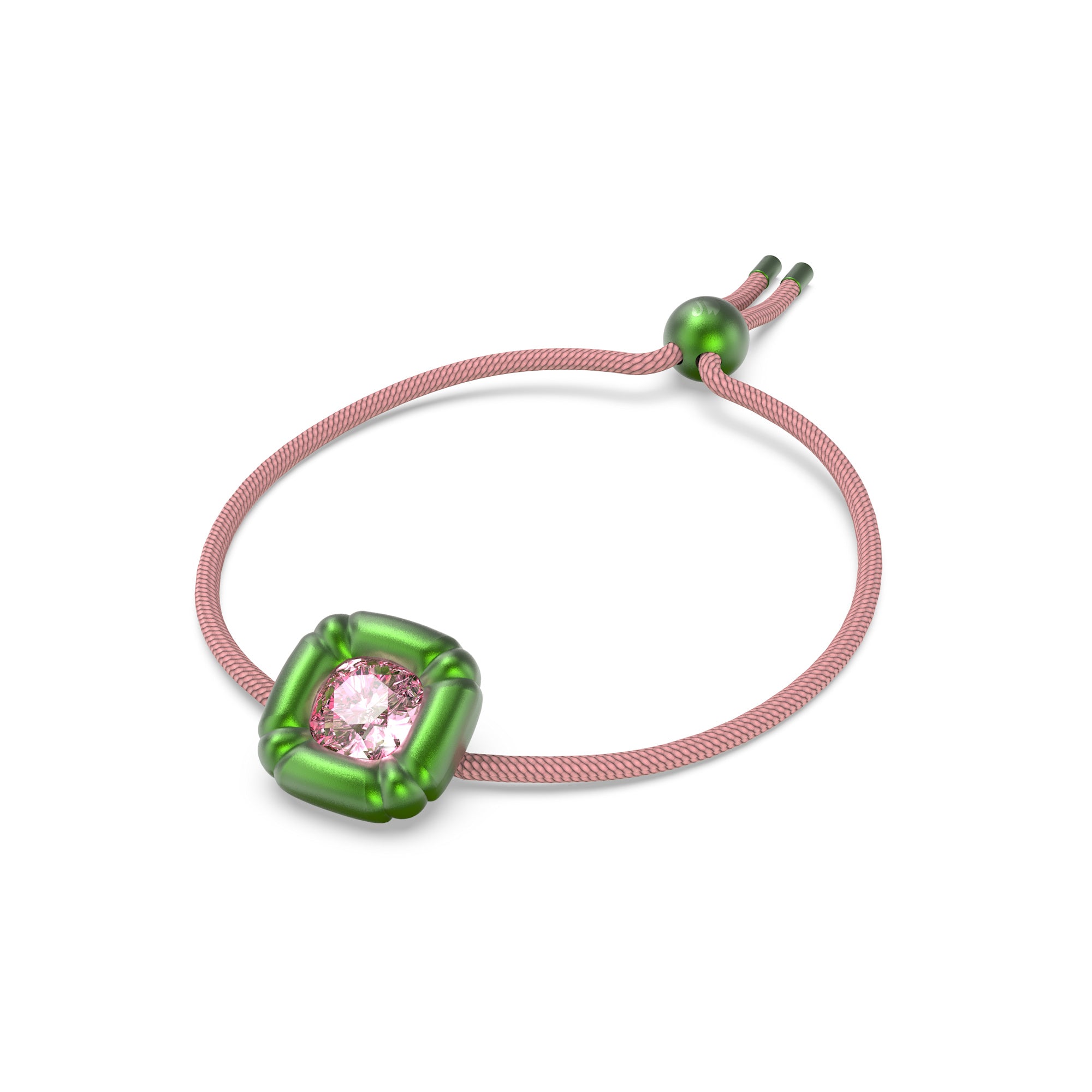 Swarovski Dulcis Bracelet - Pink Rope & Pink Crystal set in Green Jewellery Sets