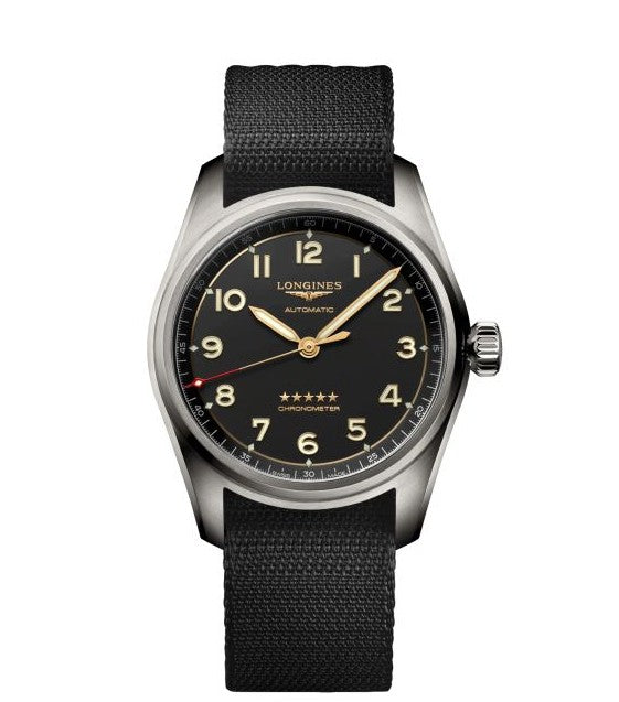 Longines Gents Spirit Automatic Chronometer Watch 42mm Titanium Black Dial Anthracite Strap