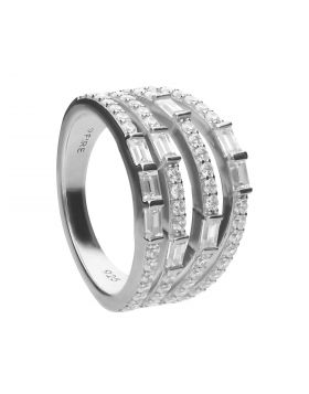 Diamondfire Sterling Silver 4 Row CZ Ring