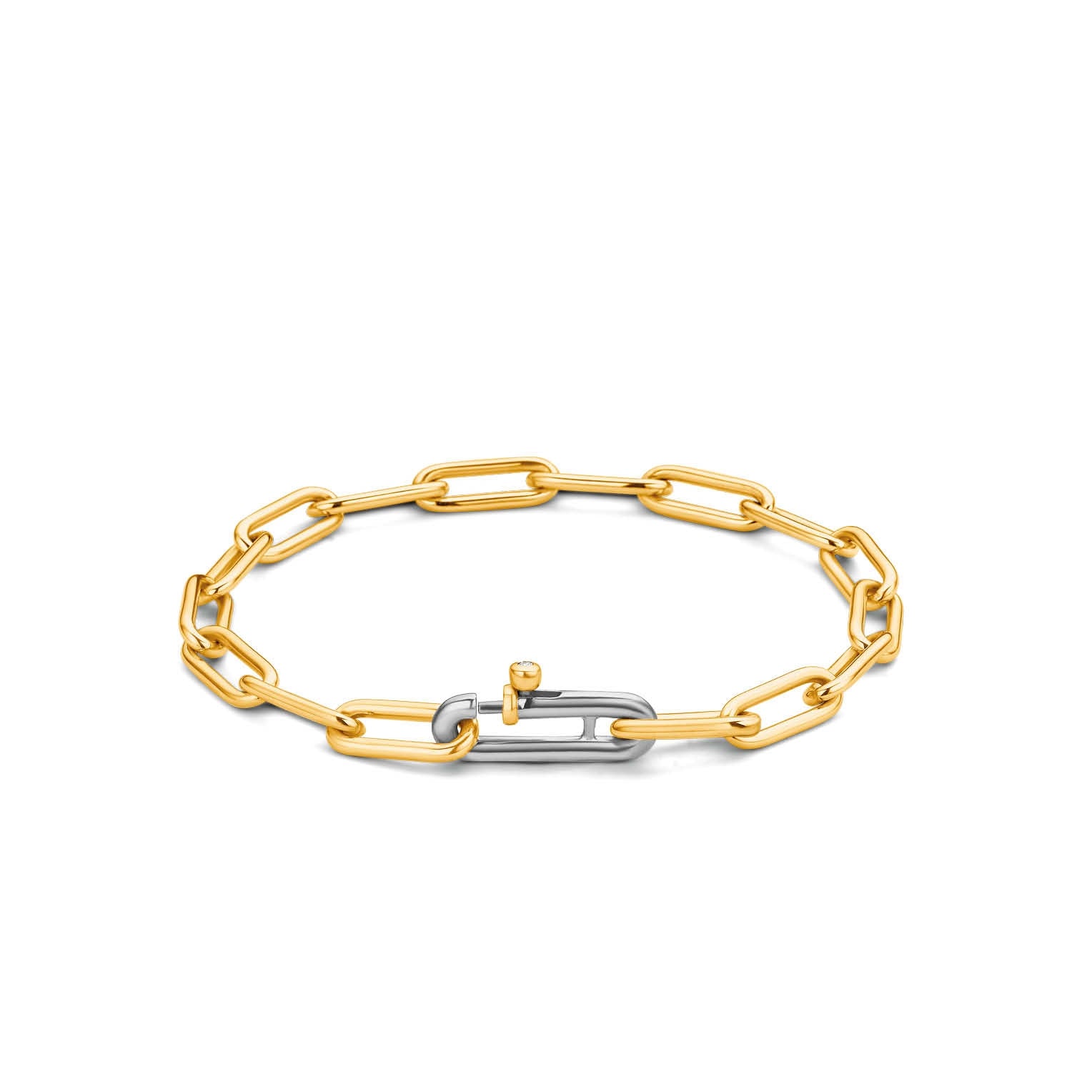 SS/YGP Paper Link CZ Clasp Bclt 19cm