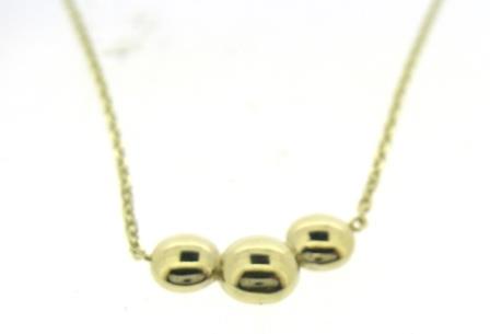 Triple Bead 9ct Yellow Gold Necklace