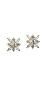 CARAT* London Yellow Gold Plated Snowflower Stud Ergs Earrings
