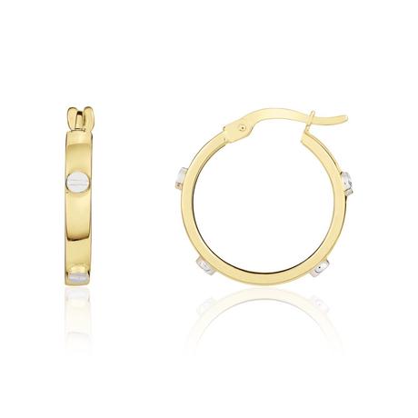 9ct Two-Tone Gold Hoop Earrings with Screw Detail