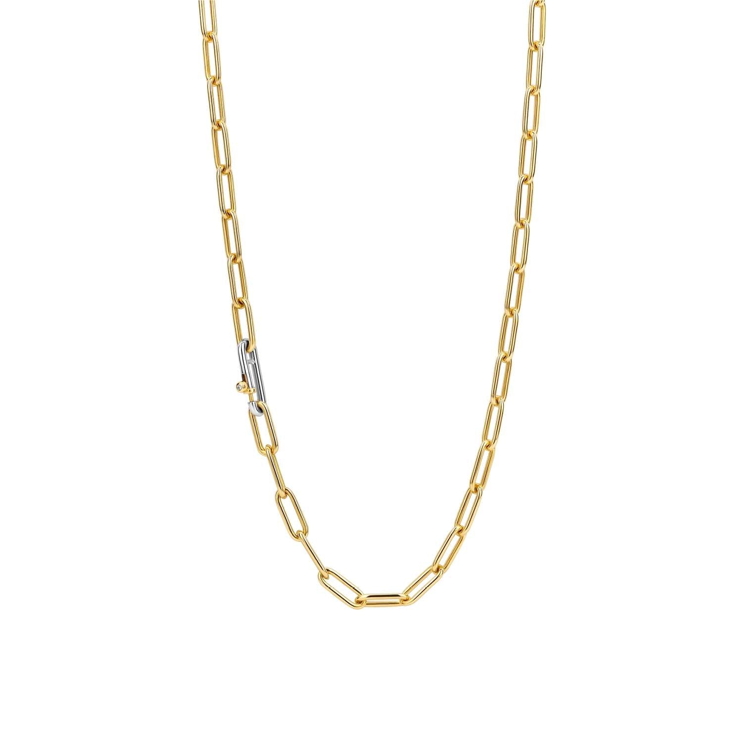 Ti Sento Sterling Silver & Gold Plated Paper Link Necklace 48cm