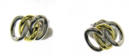 Elegant 9ct White Gold & Yellow Gold Triple Oval Stud Earrings