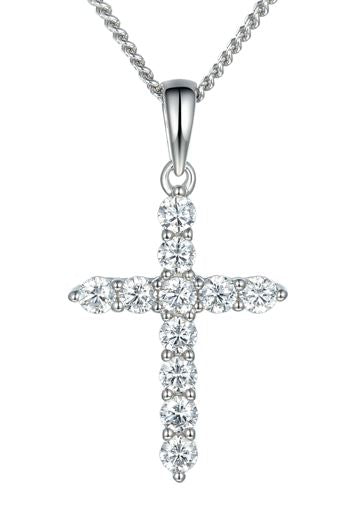 Sparkling 9ct White Gold Cubic Zirconia Cross Pendant