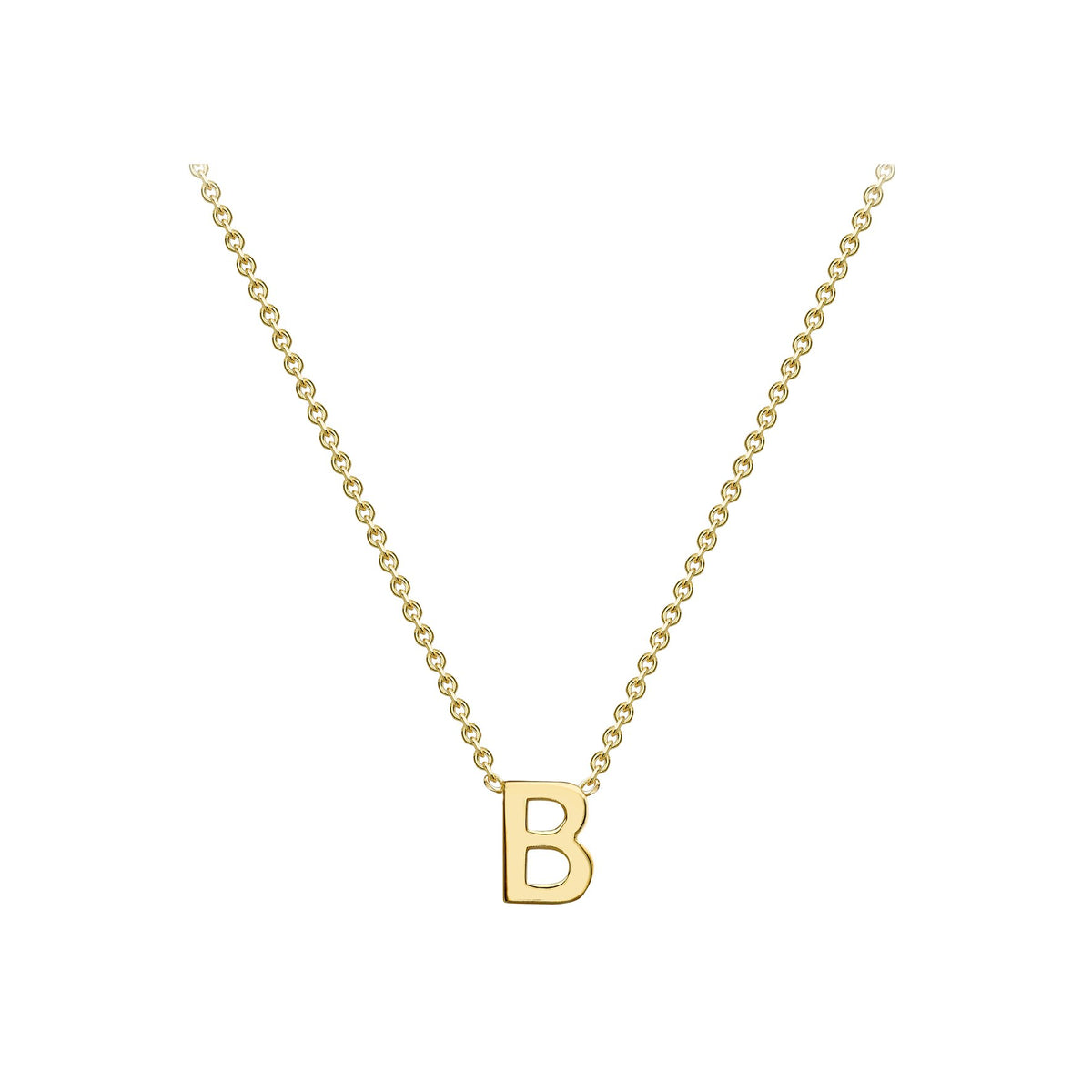 9ct Yellow Gold Mini Initial B Pendant 15'-17'