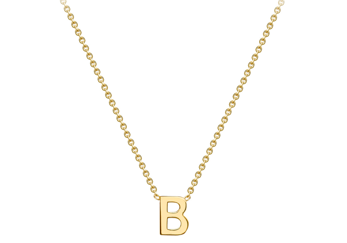 9ct Yellow Gold Mini Initial B Pendant 15'-17'