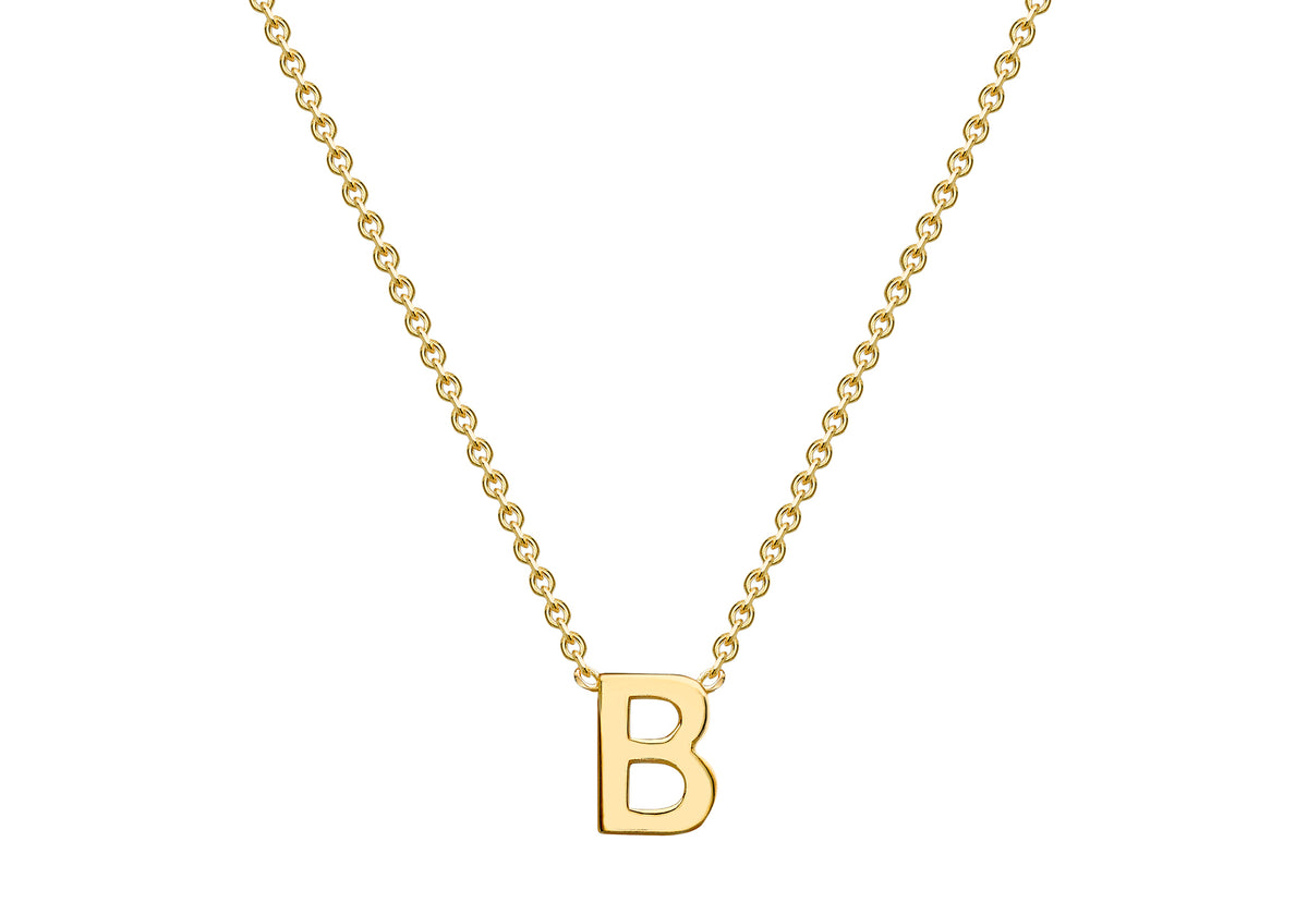 9ct Yellow Gold Mini Initial B Pendant 15'-17'