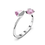Swarovski Rhodium Plate Lucent Bangle with Rose Crystal Bracelet