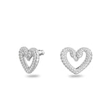 Swarovski Rhodium Plate Una Heart Stud Earrings