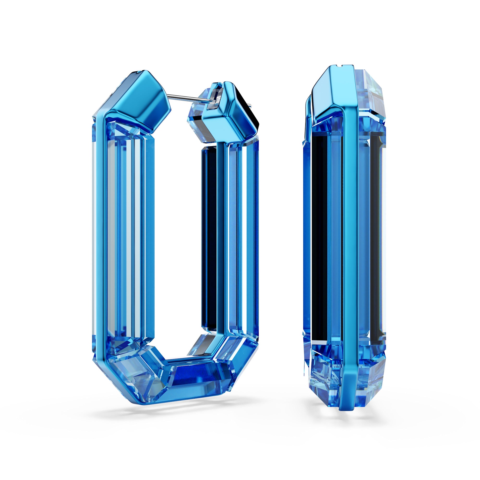 Swarovski Lucent Hoop Earrings with Blue Crystal