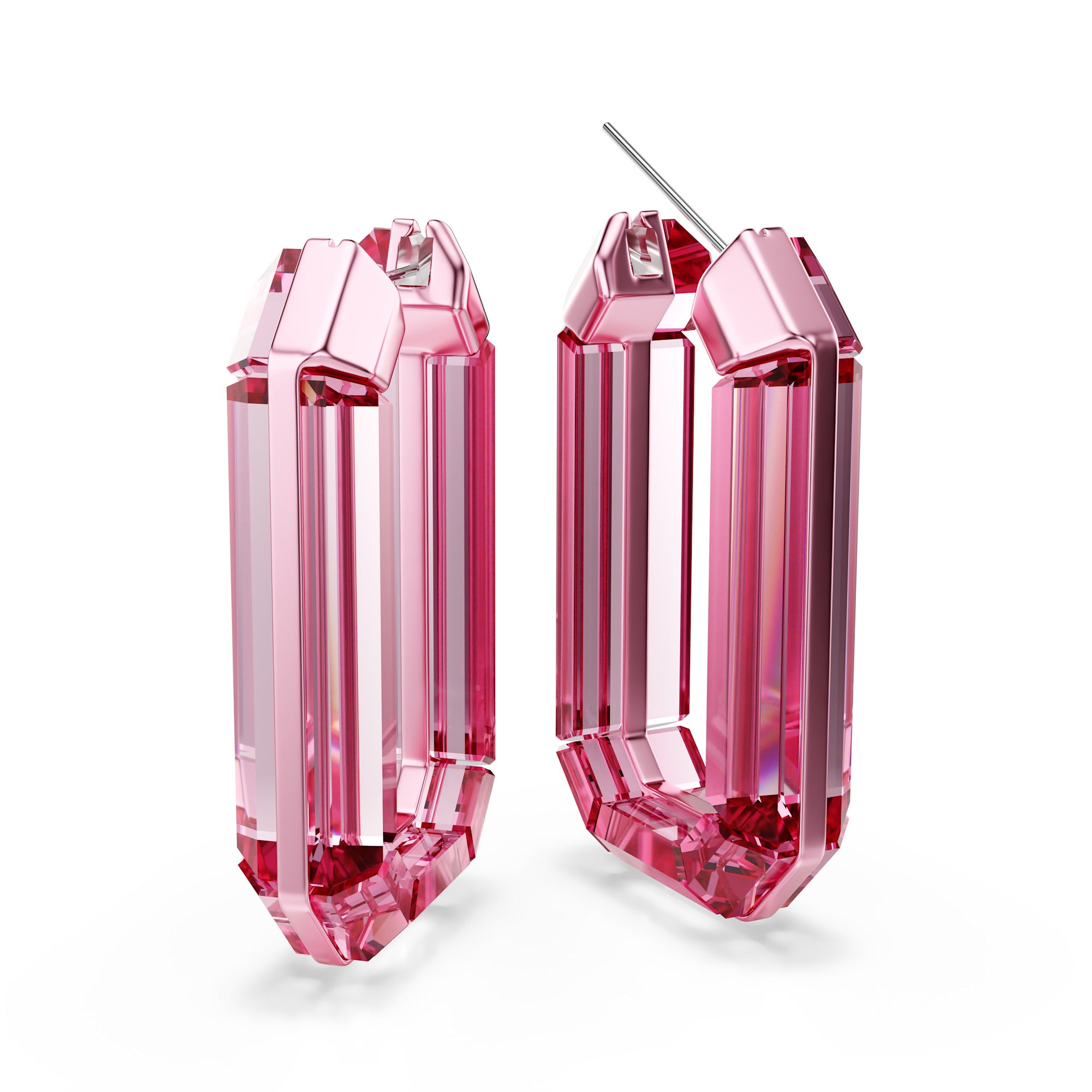 Swarovski Lucent Hoop Earrings with Pink Crystal