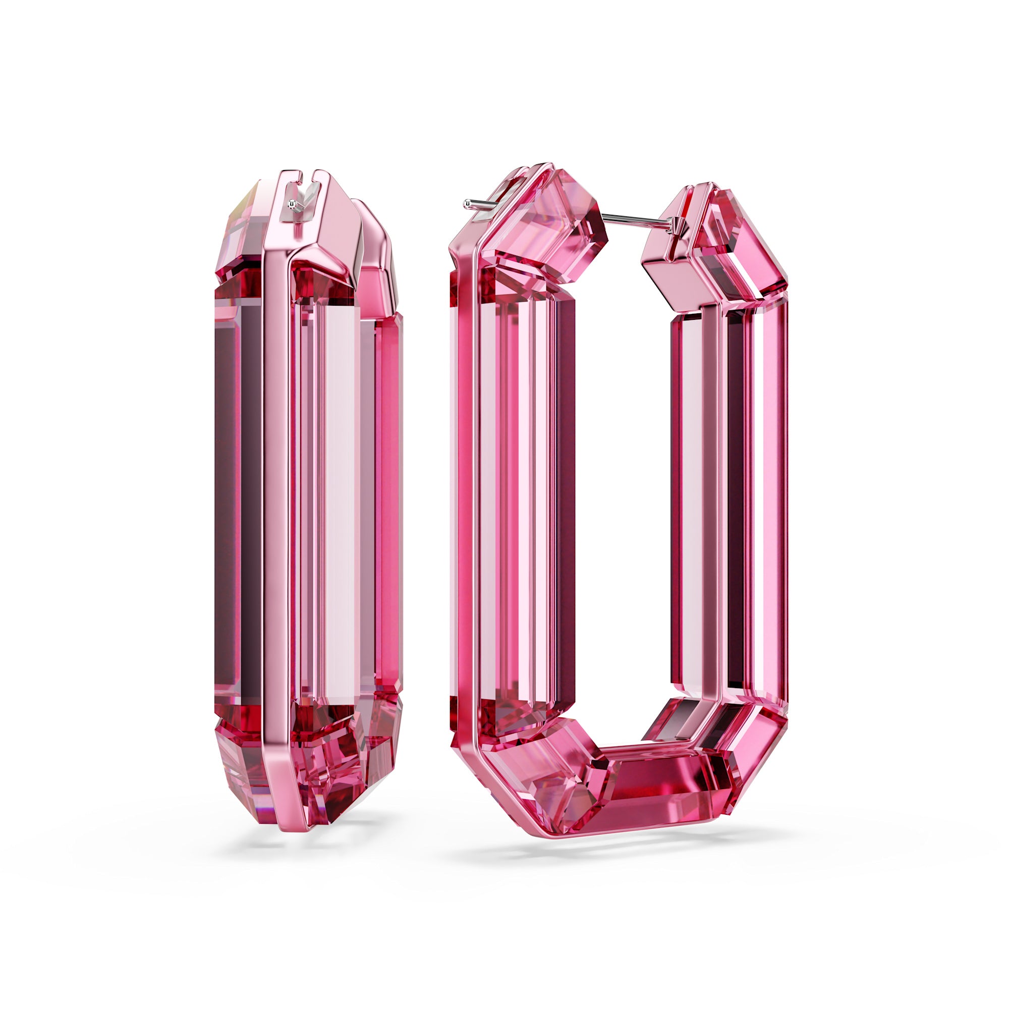 Swarovski Lucent Hoop Earrings with Pink Crystal