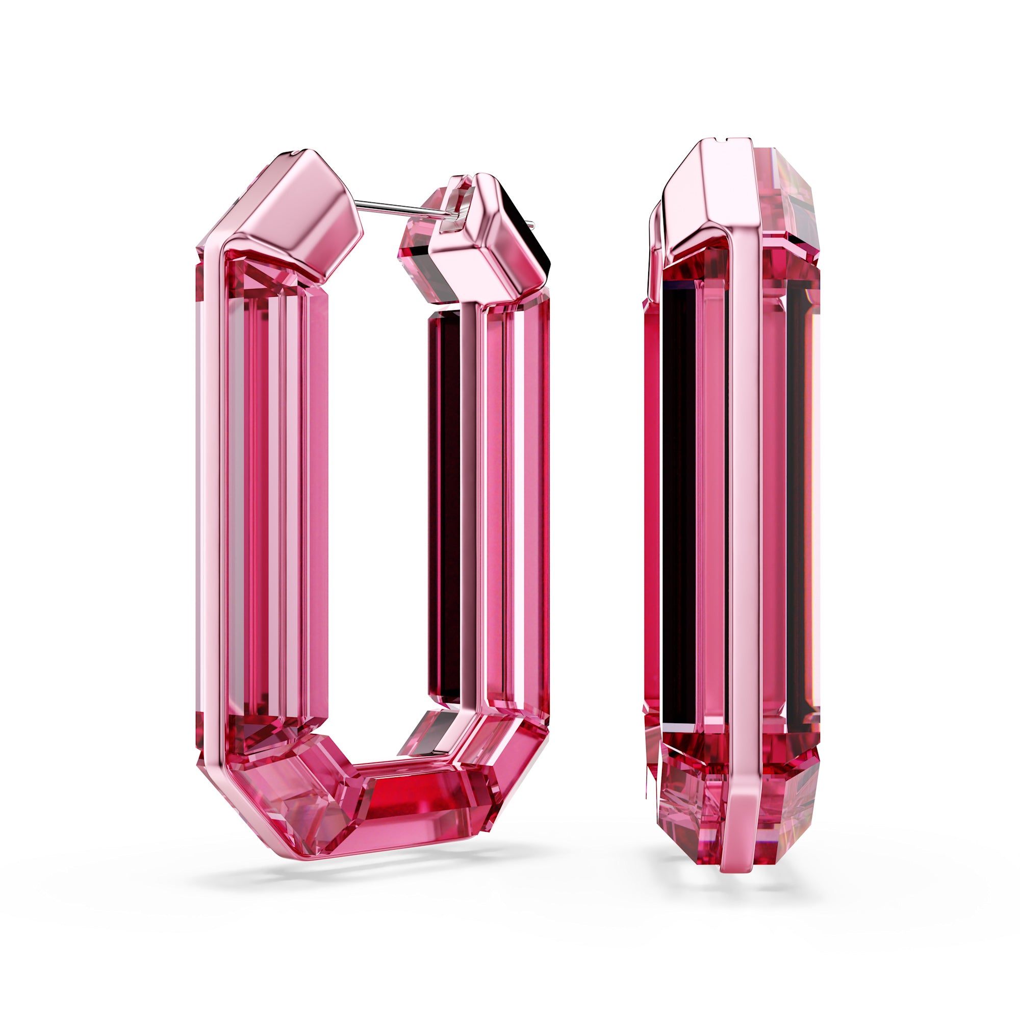 Swarovski Lucent Hoop Earrings with Pink Crystal